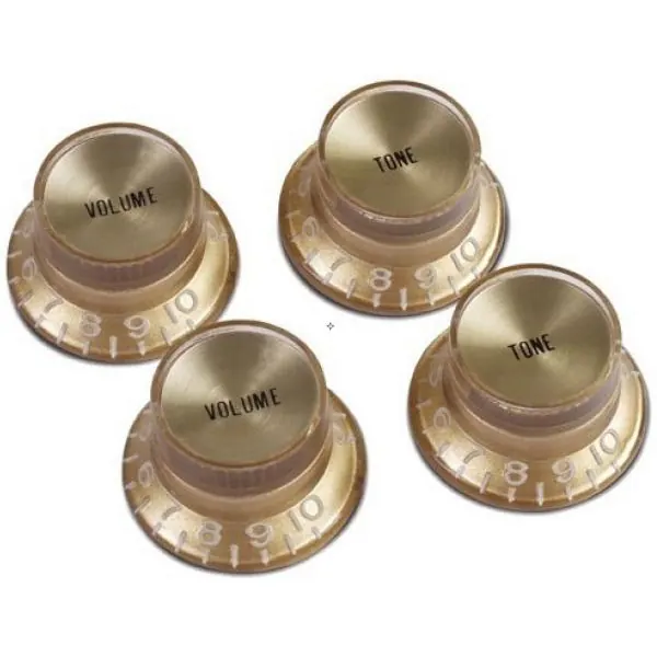 Gibson Top Hat Knobs With Inserts 4-Pack - Gold w/ Gold Inserts