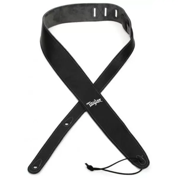 Taylor Leather Guitar Strap, Suede Back, 2.5 inch - Black
